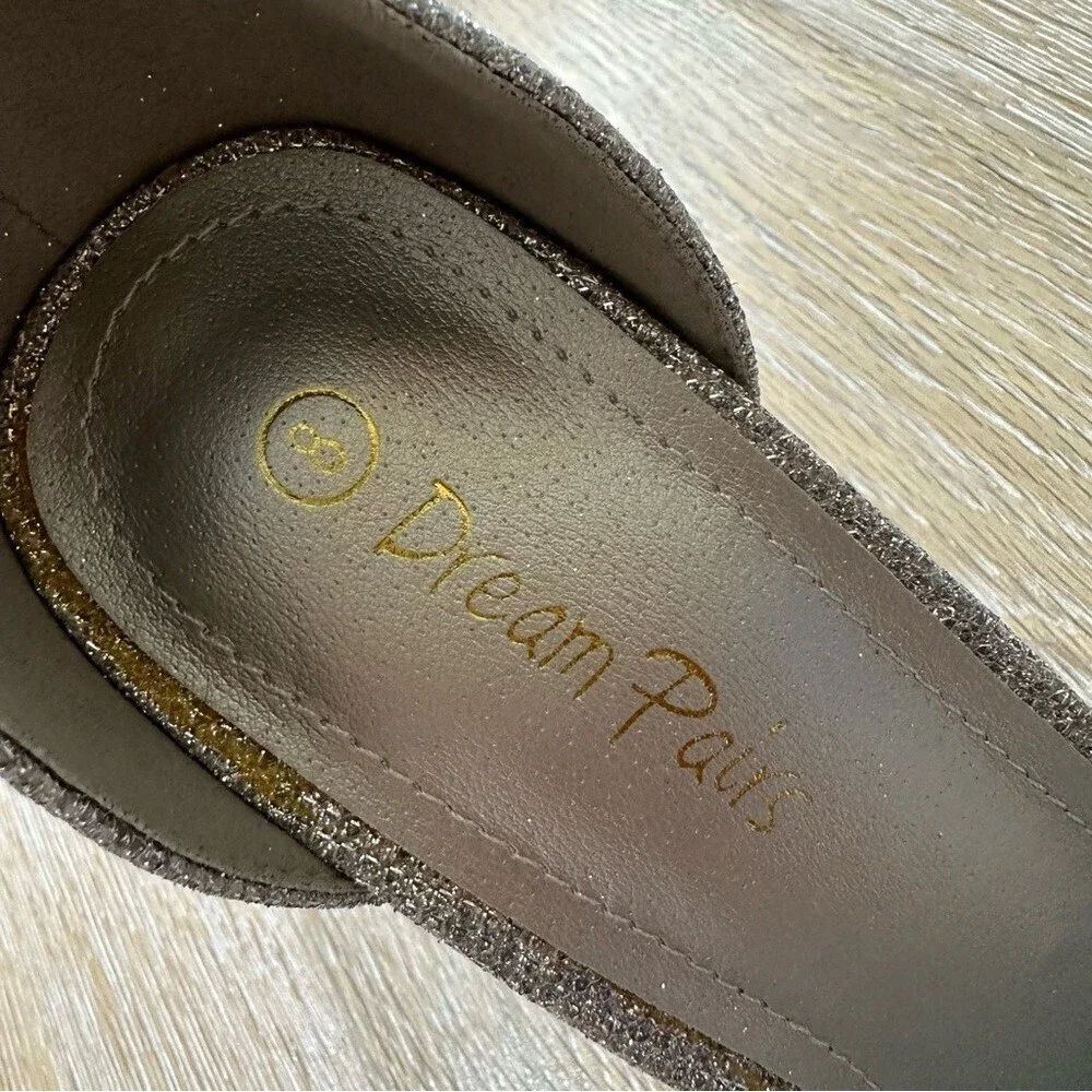 NWT Dream Pairs Silver Pumps Oppointed Lacey Pointed Toe Shoes w/Ankle Strap - 8